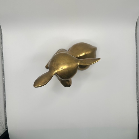 Vintage Brass Deer Figurine Mid Century Modern Gold Fawn Statue Woodland Decor - Picture 6 of 6